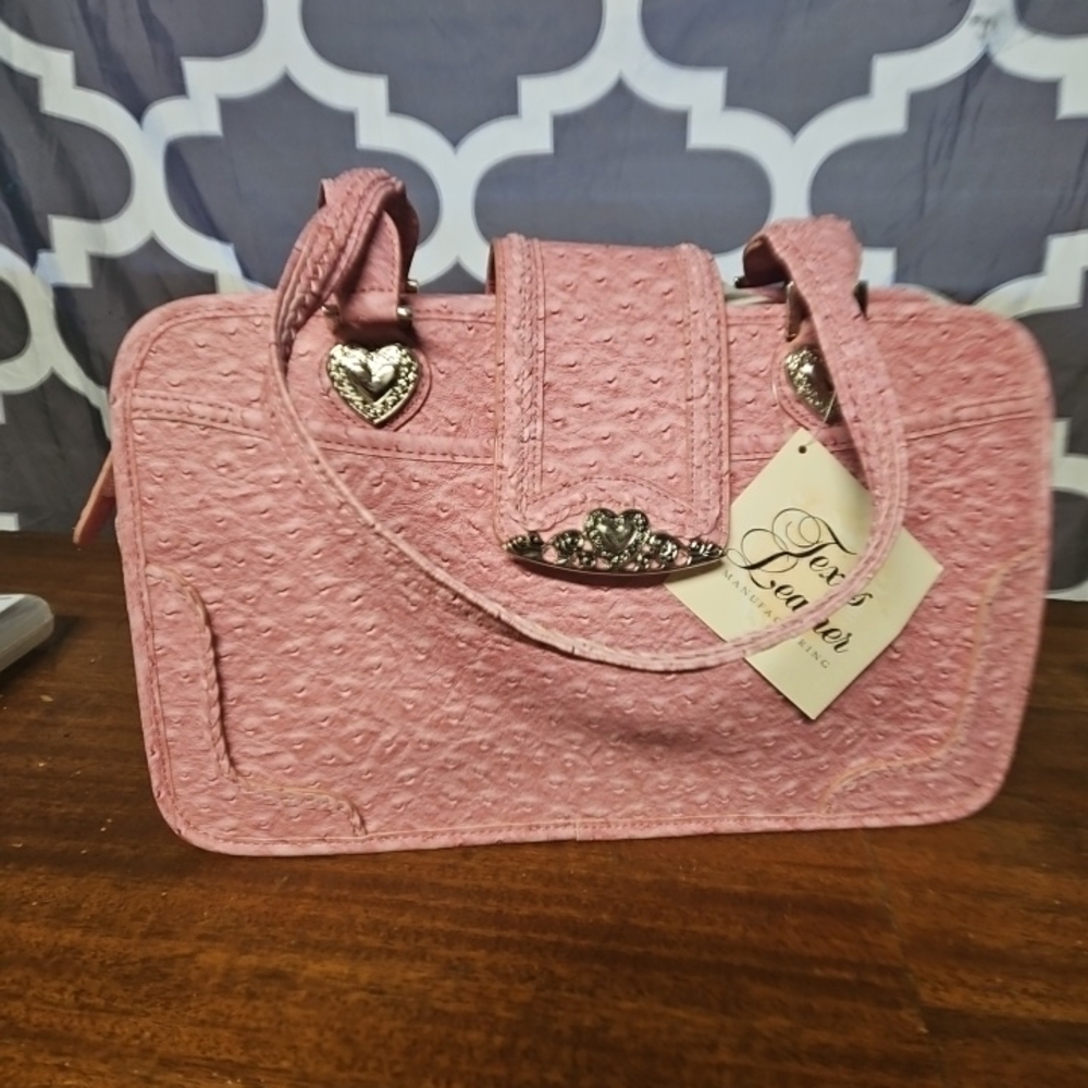 Texas Leather Manufacturing Pink Heart-Accent Shoulder Bag